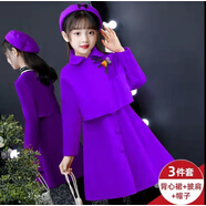 金布?。↗INBUDING）秋季女童連衣裙適合3-15歲小女孩穿的秋裝新款洋氣公主裙女寶寶小 紫色毛呢套裝 110 建議26-30斤