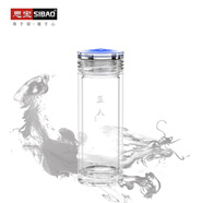 思寶藍天雙層玻璃杯商務(wù)辦公禮品便攜透明泡茶水杯 藍天1號-360ml