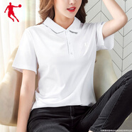 喬丹 短袖t恤女2024夏季新款圓領(lǐng)透氣舒適運動半袖T恤衫跑步健身服女 白色（速干POLO） L /175