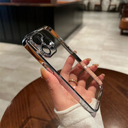 韻寧 【全包鏡頭膜硬殼】高級感超薄透明電鍍適用iphone手機殼蘋果保護殼簡約風(fēng)新款防摔輕奢高檔款 銀色【進口高品質(zhì)，不掉漆】 iPhone14Pro