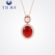 唐后（TH）紅瑪瑙項(xiàng)鏈女S925銀吊墜淡水珍珠鎖骨鏈飾品送生日節(jié)日禮物 紅顏知己-爪鑲升級(jí)