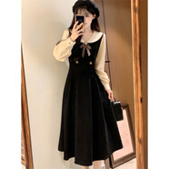 嘉欽少女連衣裙大學(xué)生秋冬款學(xué)院風(fēng)成人禮女孩禮服高中生紅色小香風(fēng)套 黑色 L 建議100-125斤
