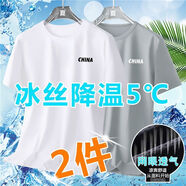 栢斐荻（BYPHYTEE）冰絲短袖T恤男士夏季寬松大碼男裝休閑百搭體恤衫韓版潮流衣服男T 【兩件】淺灰+白色 3XL