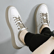 柯盾（KEDUN）板鞋男春季新款潮流韓版男鞋免系帶男士小白休閑鞋百搭 白卡其色 38