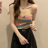 云大師條紋吊帶小背心女內搭夏季設計感小眾外穿高腰短款甜辣妹純欲上衣 YDS-條紋字母【彩色】