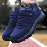 足力健老人鞋男春秋季中老年爸爸鞋防滑軟底女鞋加絨保暖棉鞋同款 A2099深藍男-春秋款 43