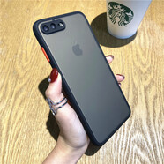 佩諾iPhone8/7手機殼蘋果6s plus保護套se2液態(tài)鏡頭全包防摔男女款磨砂半透明硅膠外殼 蘋果7plus/8plus 【膚感】黑色