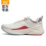 361°女鞋運動鞋子2025夏季新款網(wǎng)面透氣減震跑步鞋女士輕便軟底休閑鞋 【E韌2.0】羽毛白/熔漿紅 39