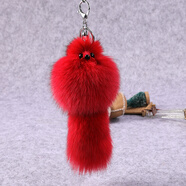DRACO適用于狐貍毛絨皮草女小狐貍包包掛件汽車(chē)鑰匙扣掛飾真毛球飾品手機吊墜圣誕節禮物 紅色小號 小號16厘米左右