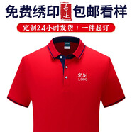 鴻隆印 工作服定制t恤印logo企業(yè)文化廣告衫定做廠(chǎng)服刺繡polo 紅色 XL