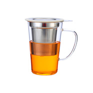 明尚德透明玻璃泡茶杯批發(fā)分離茶杯 帶蓋過(guò)濾飄逸杯三件杯子家用 N7076灰色 301-400ml