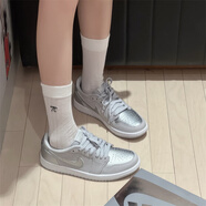 耐克（NIKE） Air Jordan 1 Mid AJ1 藍色 防滑耐磨運動舒適復古休閑籃球鞋 CZ0858-002銀色 36.5