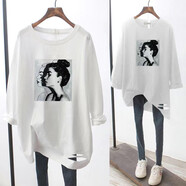 尚濤長(cháng)袖t恤女2025春秋季女裝韓版學(xué)生中長(cháng)款寬松休閑上衣打底衫 頭像 XL建議110-120斤