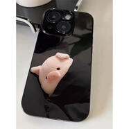 睡覺小豬適用蘋果11手機殼iPhone4/5S亮面黑6/7/8plus直邊xmax防 光面黑-睡覺小豬Z iPhone16