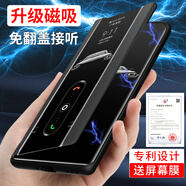 德曼尼 DAYMONYvivoS19手機(jī)殼S19pro磁吸翻蓋式保護(hù)套vivo系列新款全包防摔s19素皮帶支架商務(wù)高級(jí)感外殼男女款 玄巖黑（素皮磁吸 免翻蓋接聽(tīng)）+膜 vivo S19