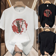 賓色（BINSE）純棉短袖t恤男2025夏季潮牌印花體恤大碼寬松簡約休閑重磅T恤   白色 XL 適合130-150斤