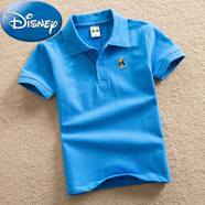 迪士尼（Disney）男童T恤短袖兒童夏裝棉POLO衫中大童半袖寶寶上衣童裝T恤 深藍(lán)色888-0翻領(lǐng) 8碼建議身高105厘米
