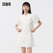 Semir[萬(wàn)華錄](méi)森馬套裝女新中式上衣提花短裙夏修身短款兩件套 白色調(diào)00411 XS