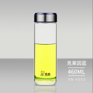 希諾（HEENOOR）玻璃杯單層加厚車載便攜水杯帶蓋男女士透明泡茶杯子 6053深藍