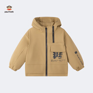 大嘴猴（paul frank）童裝兒童棉服2024冬季新款連帽加厚中大童保暖時(shí)尚棉衣舒適外套 卡其色 140