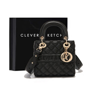 CLEVER & KETCH包包女包斜挎輕奢女包戴妃包洋氣單肩包手提包生日禮物送女友 黑色