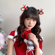 戎夏1對裝圣誕節飾品鹿角頭飾發(fā)夾頂夾劉海甜美毛球夾子俏皮小鹿發(fā)卡 咖角-莓果 1對裝