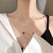 CHOMEL KINSEYS925銀方塊項鏈女小眾設計感高級輕奢鎖骨鏈送女友情人節七夕禮物 拉絲三方塊項鏈