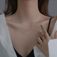 VTLs999足銀十字架項鏈女鑲鉆短款鎖骨鏈冷淡風(fēng)銀飾生日禮物送女友 【贈證書(shū)】項鏈白金色+精美禮盒
