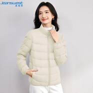 真維斯（JEANSWEST）羽絨服女輕薄短款冬季立領(lǐng)修身保暖顯瘦加絨外套女米白M