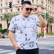 豪朗格（Haolangge）新款潮牌大碼男裝胖子短袖t恤加肥加大男簡約時尚衣服肥佬體恤棉 DX175白色 2XL (170-190斤)