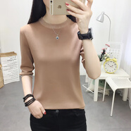 冰絲春款毛衣女時(shí)尚洋氣女裝毛線衣天絲毛杉春秋裝針織衫女中袖上衣薄款2022年新款百搭半袖打底衫女 咖啡色 M