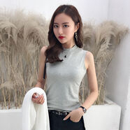 中凡智小半高領(lǐng)無袖吊帶背心女韓版2023緊身內(nèi)搭打底衫外穿百搭上衣 灰色 常規(guī)款 S 90斤以下