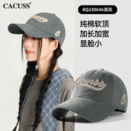 CACUSS帽子男女士刺繡復古棒球帽軟頂戶(hù)外休閑帽純棉出游遮陽(yáng)鴨舌太陽(yáng)帽 深灰 均碼（57-59CM）