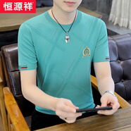 恒源祥2024新品針織短袖T恤男款夏季修身休閑冰絲圓領(lǐng)休閑體恤潮流 374湖藍(lán)色 XL【135-150斤】