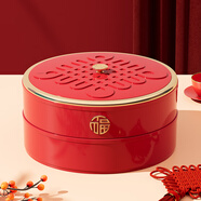 唐易干果盤結(jié)婚糖果盒帶蓋分格家用客廳中式茶幾喜糖水果零食收納盤子 中國結(jié)果盤/三層【中國紅】