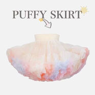 薩肯貓（SAKENMAO）女童夏季突突裙小女寶半身裙子兒童公主彩虹蓬蓬裙彩虹公主裙七彩 冰淇淋色 130