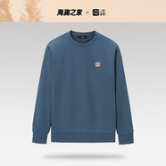 HLA海瀾之家長袖T恤男秋季新款經(jīng)典圓領(lǐng)套頭衫男國風(fēng)潮流純色衛(wèi)衣男 藍灰F2 165/84A/S