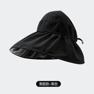 依蔻蘭蒂（yiKOULANDi）夏季雙層漁夫帽女空頂防曬帽黑膠涂層戶外可折疊遮陽帽子 XMZ108黑色