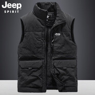 JEEP SPIRIT戶外吉普馬甲男秋冬季多口袋背心寬松大碼男釣魚馬夾男外套登山服 黑色 XL