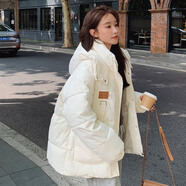 韓芯漫冬季棉服加厚外套秋冬款女2024新款韓版寬松羽棉襖絨服女學(xué)生棉衣 米白色 均碼(可備注碼數(shù))