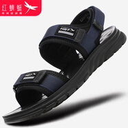 紅蜻蜓男鞋潮夏季透氣新款潮流輕便軟底大碼涼鞋男舒適百搭魔術(shù)貼露趾戶(hù)外休閑男士沙灘鞋 C02104452 藍色 38