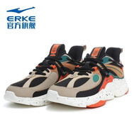 鴻星爾克（ERKE）厚底增高老爹鞋春秋季輕便舒適跑步鞋國(guó)潮個(gè)性慢跑鞋復(fù)古運(yùn)動(dòng)鞋子 正黑/焦糖黃棕 40