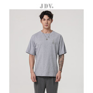 杰帝梵（J.D.V）男裝春夏新品灰色全棉戶(hù)外舒適圓領(lǐng)短袖休閑T恤 灰色 L 180/100B