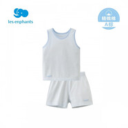 麗嬰房（Les enphants）童裝嬰兒衣服寶寶空調(diào)服薄款兒童內(nèi)衣套裝睡衣家居服套裝 藍(lán)色(背心套裝) 140 cm/10歲