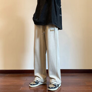 杉努（SHANNU）直筒褲子春秋季男士休閑寬松運(yùn)動(dòng)闊腿美式冬款學(xué)生衛(wèi)港風(fēng)長(zhǎng)褲 23010 杏色（常規(guī)） XL