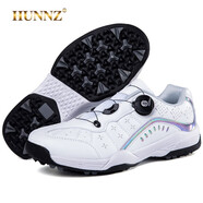 HUNNZ品牌高爾夫球鞋男鞋旋轉(zhuǎn)紐扣2024新款透氣情侶款高爾夫女鞋 白灰 41