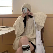 奶糯風(fēng)毛衣女日系慵懶風(fēng)復(fù)古軟糯系女2021新款設(shè)計(jì)感chic秋冬小眾寬松上衣 米色毛衣 XL