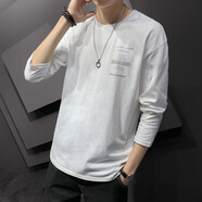 費(fèi)洛仕秋季新款男士長(zhǎng)袖t恤圓領(lǐng)純棉潮流潮牌體恤加大碼胖子寬松衣服 DS643白色 M