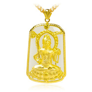 K寶黃金黃金本命佛吊墜男士999足金和田玉虛空藏普賢金鑲玉生肖守護(hù)神 不動(dòng)尊菩薩【屬雞】黃金約3.8克