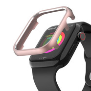 LAZYODD適用iWatch11金屬保護殼蘋(píng)果手表9/8/7/6/SE2/5/4鋁合金金屬鏤空邊框保護套apple watch s10保護套 玫瑰粉 41MM表盤(pán)【適用7/8/9代iwatch】